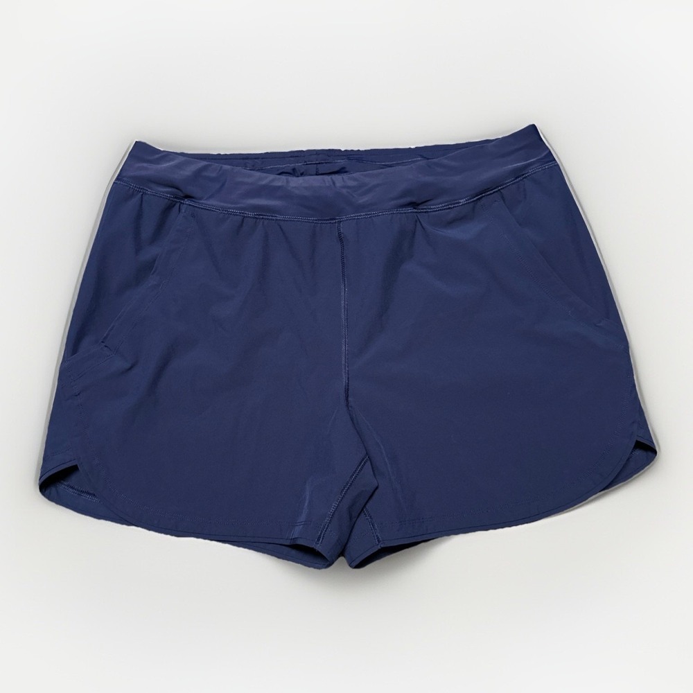 Lands End Woman's Size 18 Shorts Navy Blue Pull On Stretch‎ Polyester 36x5